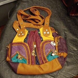 Colorful Leather Hobo Bag